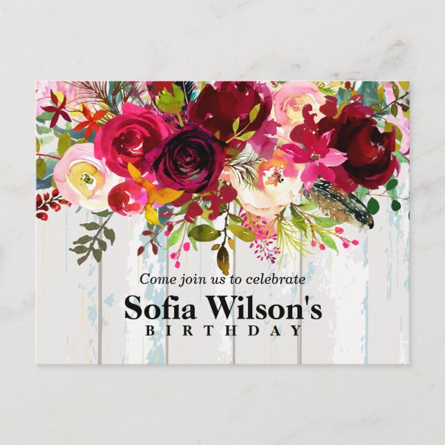 Blütenblume, Blume Geburtstag Postkarte Einladung (Vorderseite)