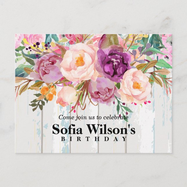Blütenblume, Blume Geburtstag Postkarte Einladung (Vorderseite)