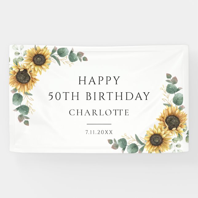 Blütenblume Eukalyptus 50. Geburtstag Banner (Horizontal)