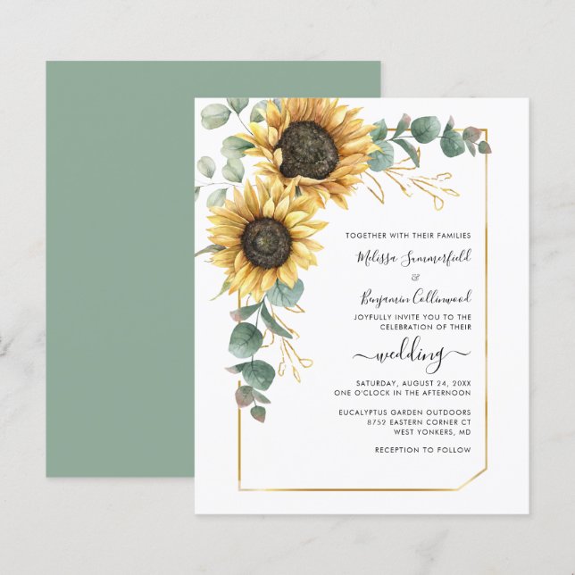 Blütenblume Eukalyptus Hochzeit Einladung (Vorne/Hinten)