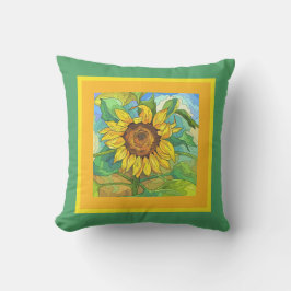 Blütenblume, Jumbo-Sonnenblume auf gelb/grün Kissen