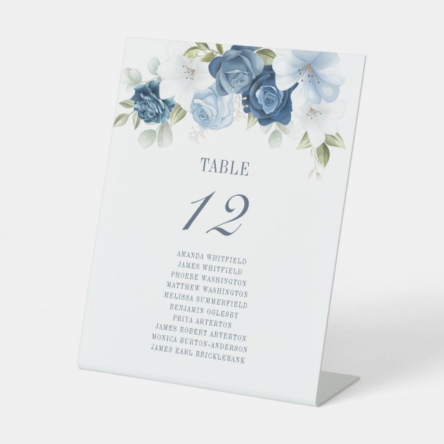 Blütenblume Tischnummer 12 Sitzplätze Sockelschild (Vorderseite)