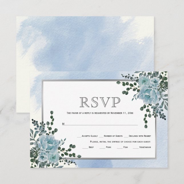 Blütenblumen, blühende Blätter Winterhochzeit RSVP Karte (Vorne/Hinten)