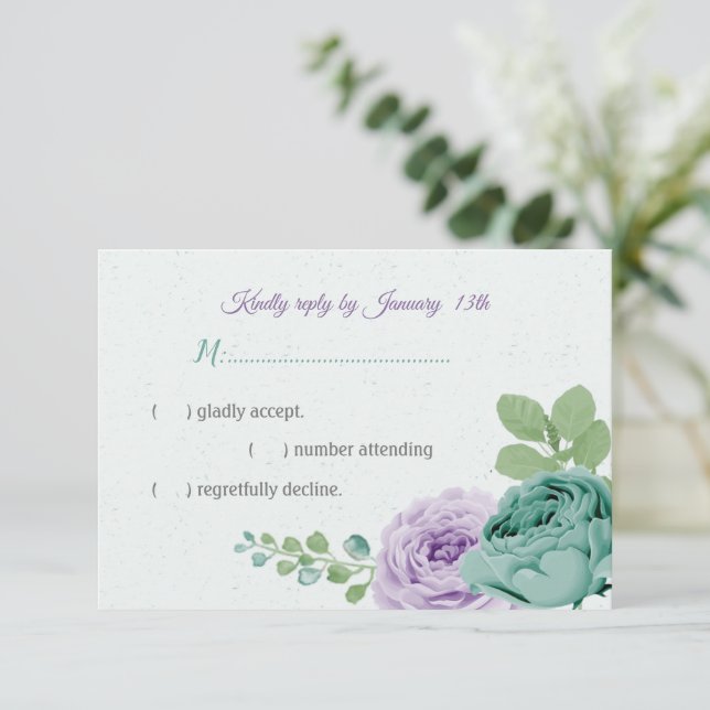 Blütenblumen botanisch RSVP karte (Stehend Vorderseite)