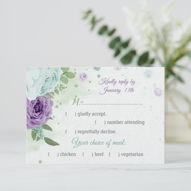 Blütenblumen, botanische Auswahl RSVP Karte (Stehend Vorderseite)