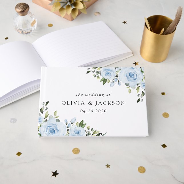Blütenblumen, Grünpflanzen, Boho, Blumenzehen Gästebuch (Vorderseite Offen)