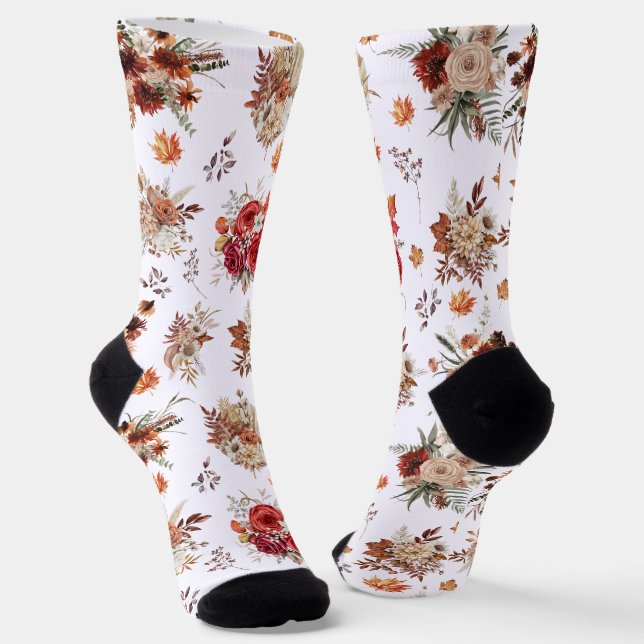 Blütenblumen Herbstfrauen Socken (Gewinkelt)