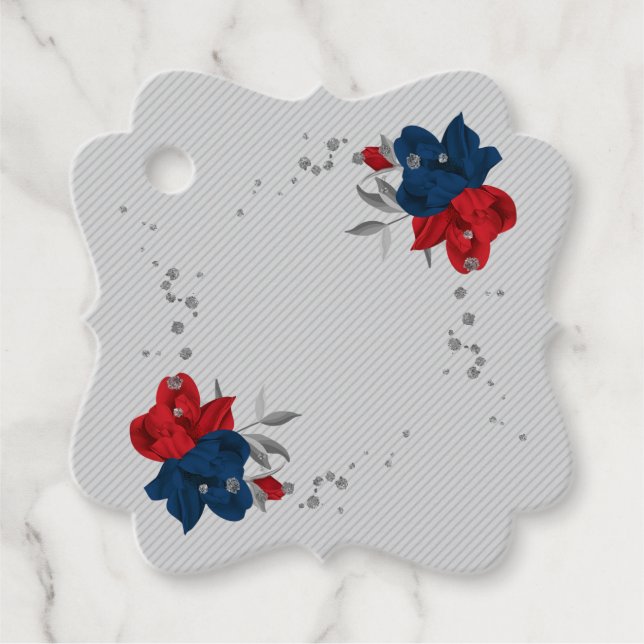 Blütenblumen in Rot- und Marineblau Geschenkanhänger (Vorderseite)