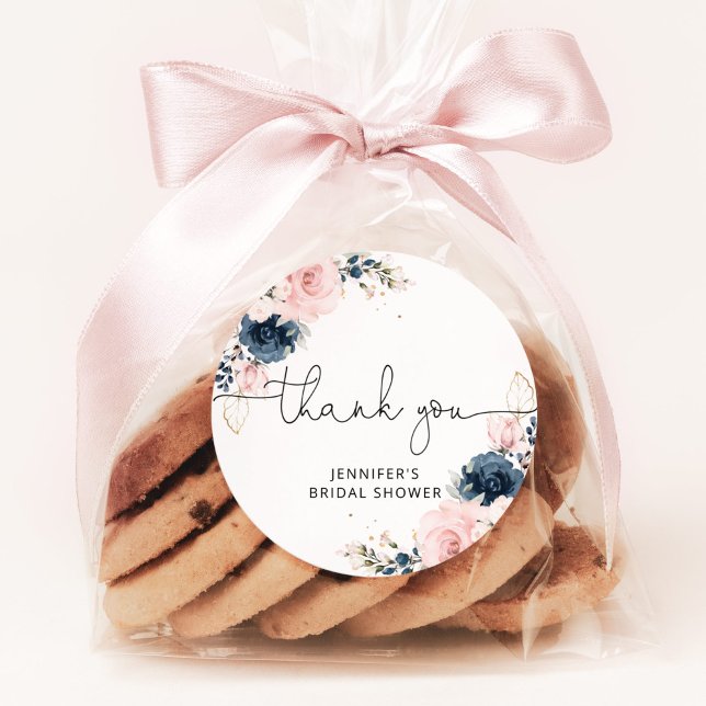 Blütenblumenparade Navy Brautparty Runder Aufkleber (Von Creator hochgeladen)