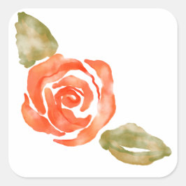 Blütenblüte, Aquarellbilder zur rote Rose Quadratischer Aufkleber