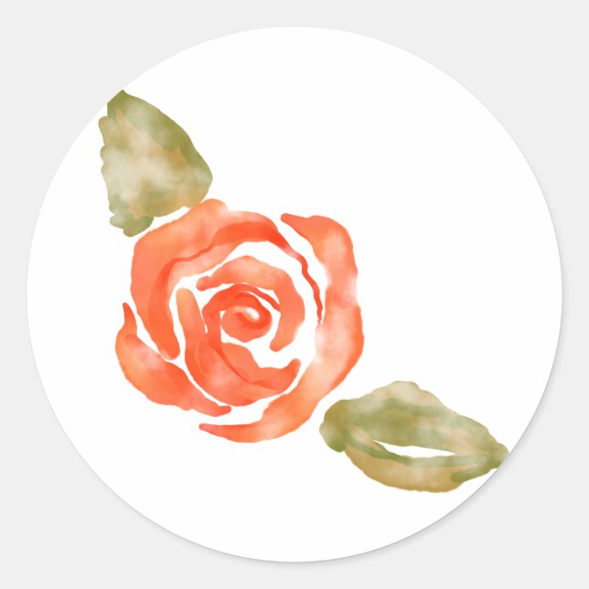 Blütenblüte, Aquarellbilder zur rote Rose Runder Aufkleber (Vorderseite)