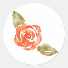 Blütenblüte, Aquarellbilder zur rote Rose Runder Aufkleber
