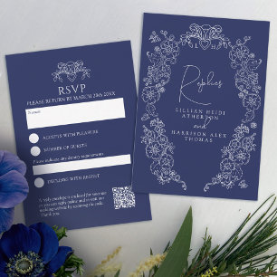 Blütenblüte in Navy, UAWG RSVP Karte