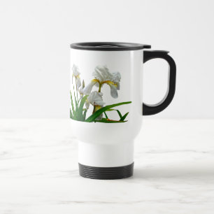 Blütenblüten aus weißer Bartblüte Reisebecher