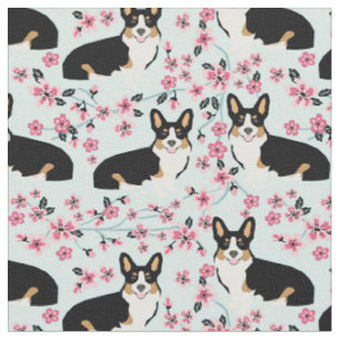 Blütenblüten der Corgi-Hunde mit Tribbeln Stoff