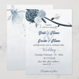 Blütenblüten der Marine botanische Hochzeit Einladung