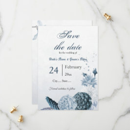 Blütenblüten der Marine botanische Hochzeit Save The Date