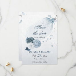 Blütenblüten der Marine botanische Hochzeit Save The Date