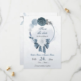 Blütenblüten der Marine botanische Hochzeit Save The Date