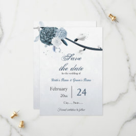 Blütenblüten der Marine botanische Hochzeit Save The Date
