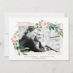 Blütenblüten Foto Hochzeit speichern Sie die Datte Dankeskarte