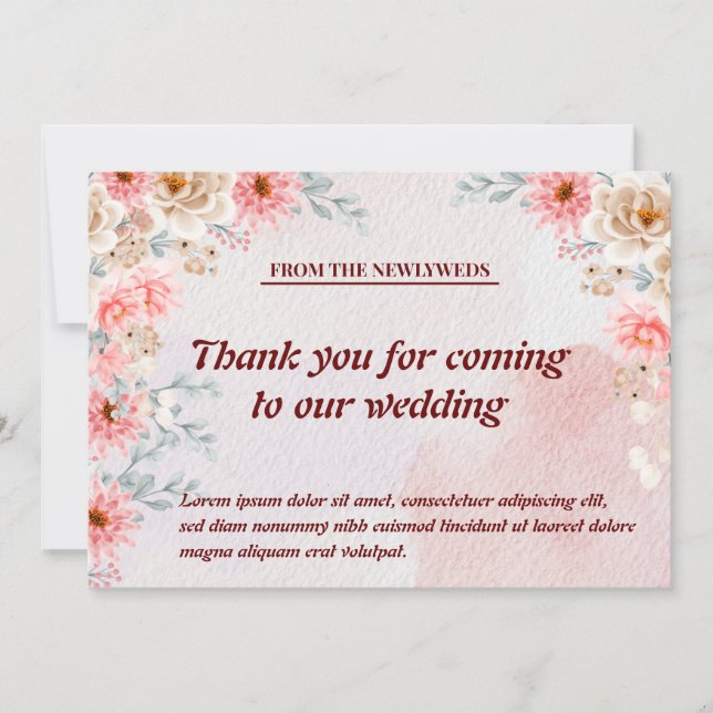 Blütenblüten und Dankbarkeit: Chic Pink Floral Dan Dankeskarte (Vorderseite)