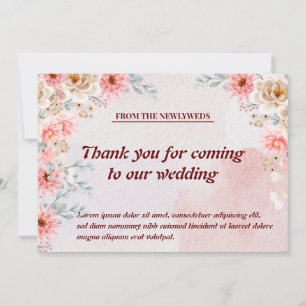 Blütenblüten und Dankbarkeit: Chic Pink Floral Dan Dankeskarte