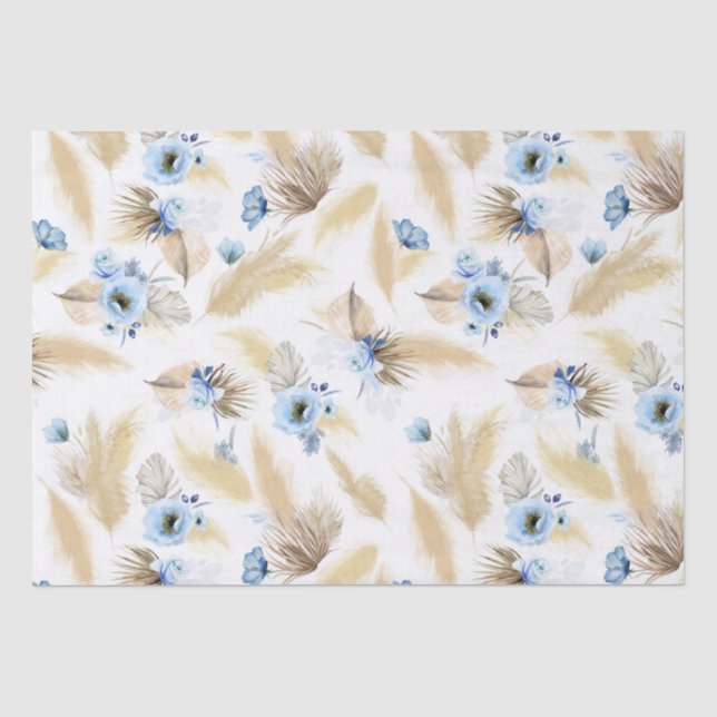 Blütenblüten und Pampasgras Exotic Seidenpapier (Vorderseite)