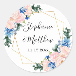 Blütenblütenblütenpink Geometric Floral Wedding Runder Aufkleber