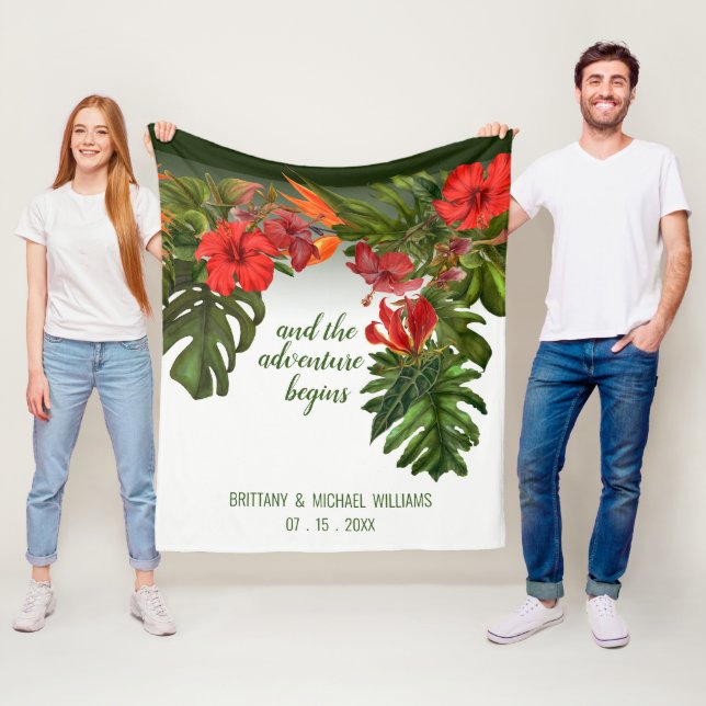 Blütenblütenhochzeit in tropischer Brise Fleecedecke (Beispiel)