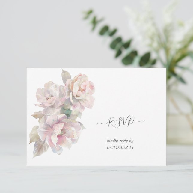 Blütenblütenhochzeit RSVP Karte (Stehend Vorderseite)