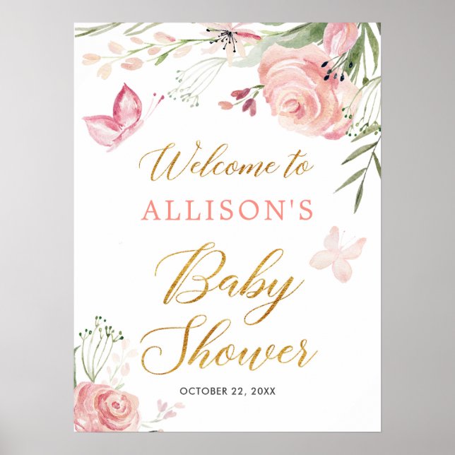 Blütenblütenmädchen Babydusche Begrüßungszeichen Poster (Vorne)