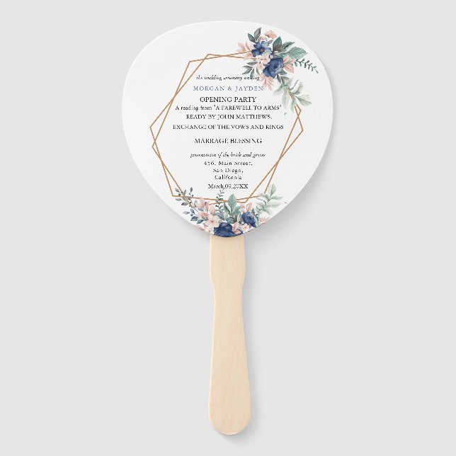 Blütenblütenrosa, geometrische Hochzeit Fächer (Vorderseite)