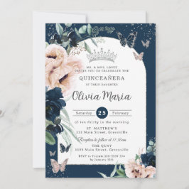 Blütenblütenschmetterlinge Quinceañera Einladung