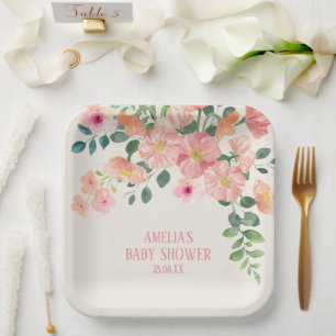 Blütenblütenschwule Mädchen-Babydusche Pappteller