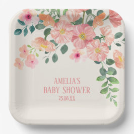 Blütenblütenschwule Mädchen-Babydusche Pappteller