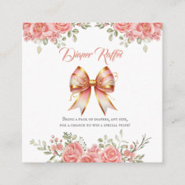 Blütenbraun-Babydusche mit Gold und Rosa Windeln Begleitkarte