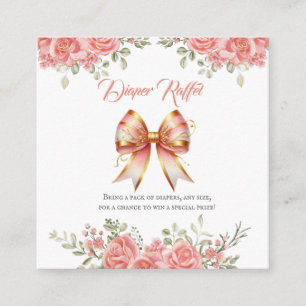 Blütenbraun-Babydusche mit Gold und Rosa Windeln Begleitkarte