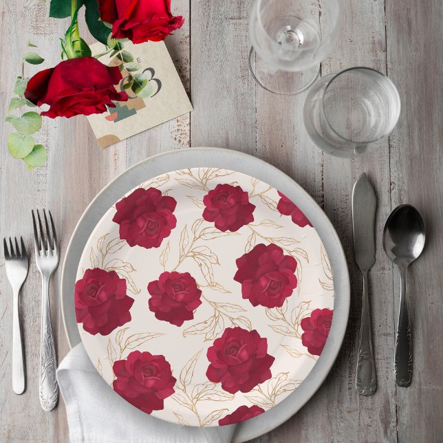 Blütenbraun in Rose und Brautparty mit goldenem Bl Pappteller (Von Creator hochgeladen)