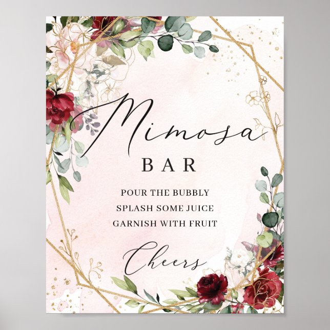Blütenburgund-Rose Goldmedaille Bar Poster (Vorne)