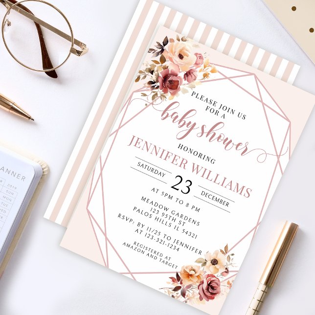 Blütencreme-Terrakotta-Babydusche Einladung (Von Creator hochgeladen)