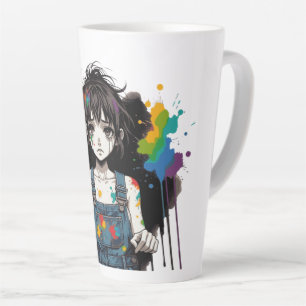 Blutende Farben Weinende Künstler Mädchen Manga An Milchtasse