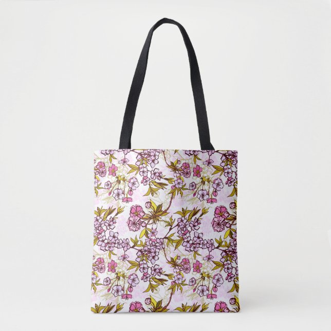 Blutende Kirschblütenmuster Tasche (Vorderseite)