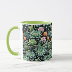 Blutende Sukkulente und Kakteen-Pflanze Tasse