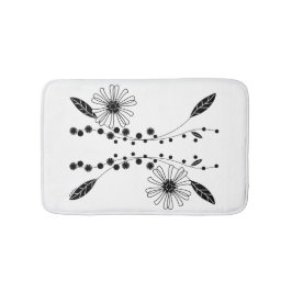 Blütendesign in Schwarz und Weiß Badematte