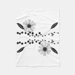 Blütendesign in Schwarz und Weiß Fleecedecke