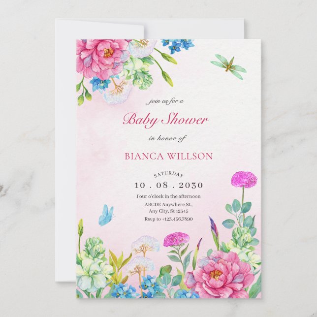 Blütendusche Einladung (Vorderseite)
