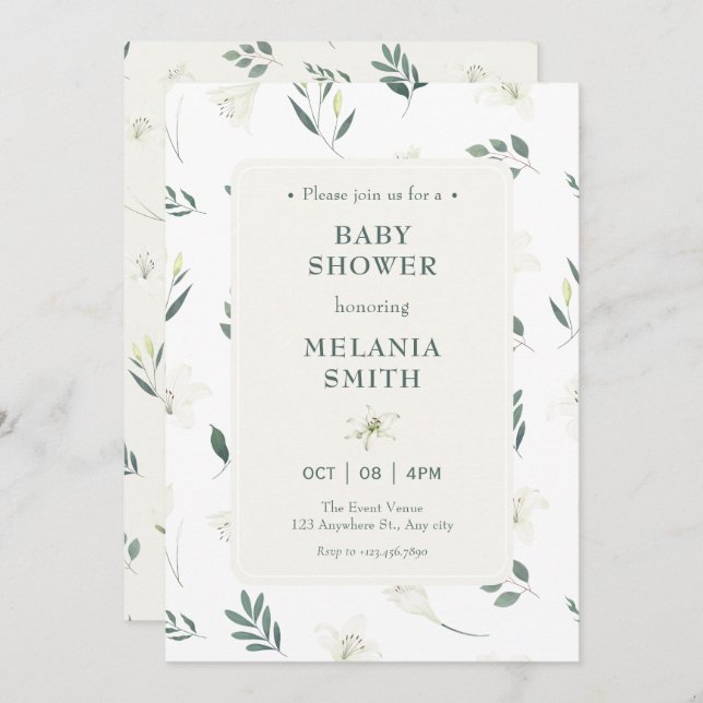 Blütendusche Einladung (Vorne/Hinten)