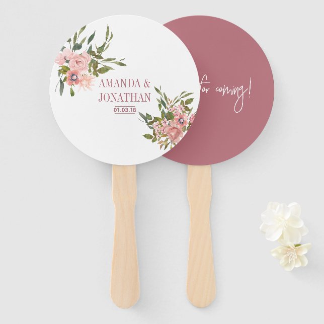 Blütendusche und Rose Hochzeit Wasser Farbe Gold Fächer (Vorne und Hinten)