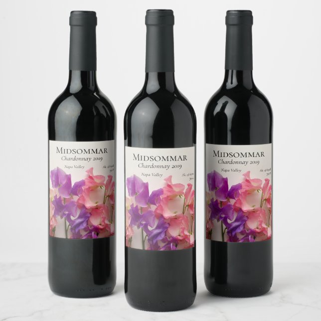 Blütenerbsen Weinetikett (Flaschen)